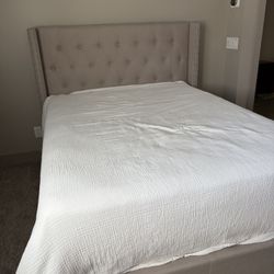 Grey Studded Bed frame Queen/ Full Bed 