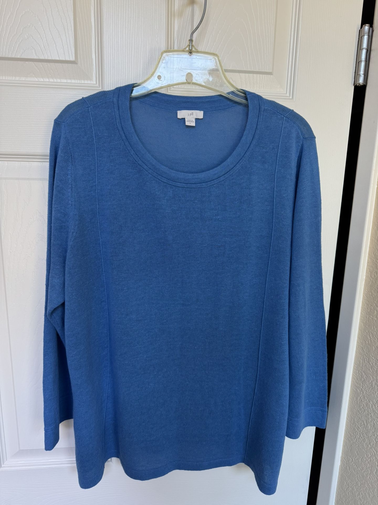 J.Jill Scoop Neck 3/4 Sleeve Linen Blend Tunic Popover Sweater Women’s Large