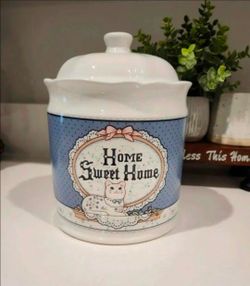 ✅️ Home Decor White Canister• No Airtight Lid• Loose Lid• H9" x  W7"• Great Condition• $5firm