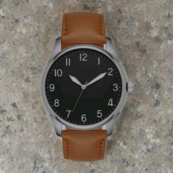 Men's Brown Leather Strap Watch 