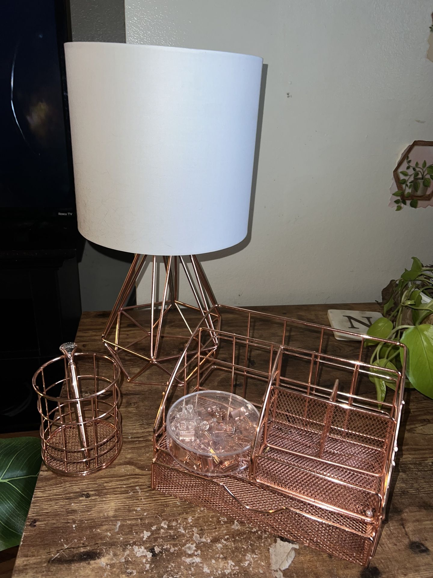 Lamp And Desk Accessories- Rose Gold
