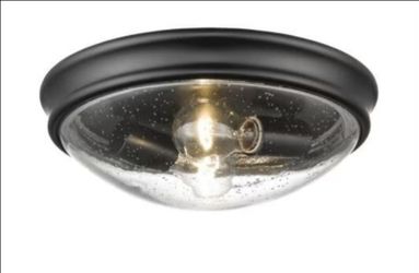 Millennium Lighting 2-Light 12" X 5" Cieling Flushmount Light With Bubble Glass Cover In Black
