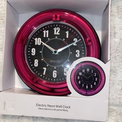 Sterling & Noble Indoor 11" Pink Arabic Neon Wall Clock