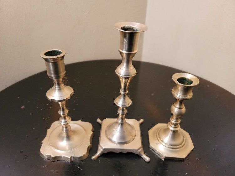 Solid Brass Candle Holders Set Of 3 