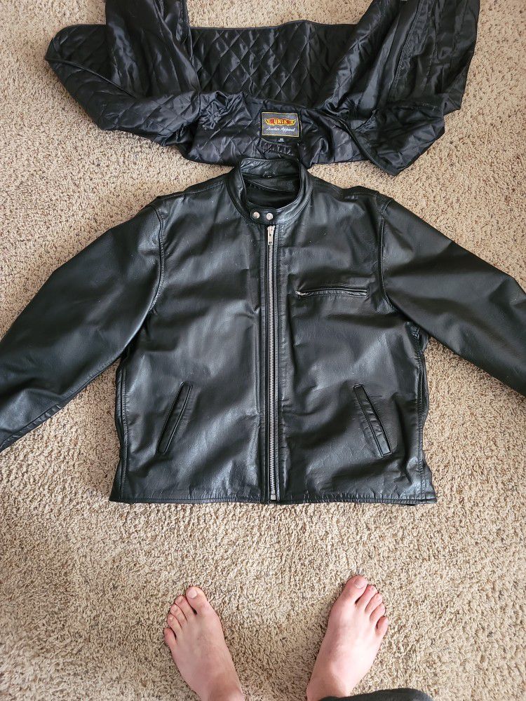 Mens Motorcycle Leather Coat Size 50