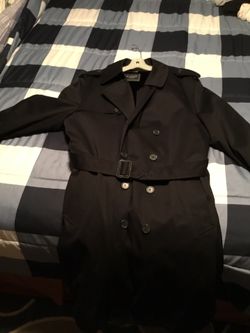 Botany 500 black dress over coat.