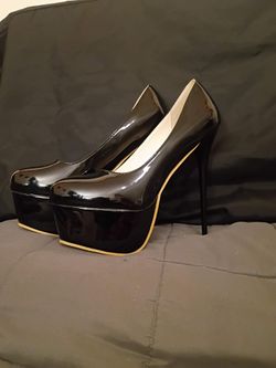 Shiny black stilettos