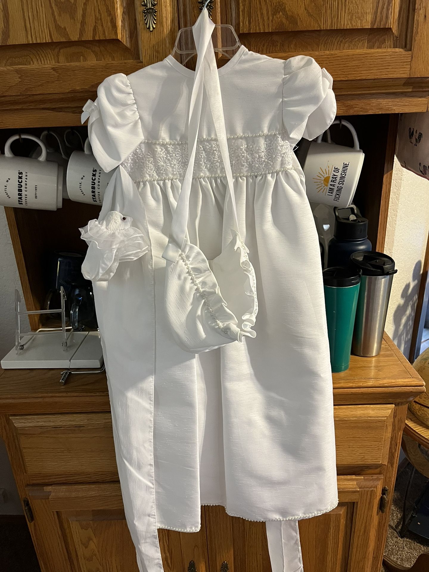 Beautiful Christening Gown W/Matching Cap And Socks