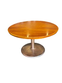 48” Round Wood Table w/ Metal Base