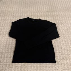 Black Long Sleeve Cropped Crew Neck Henley Tee