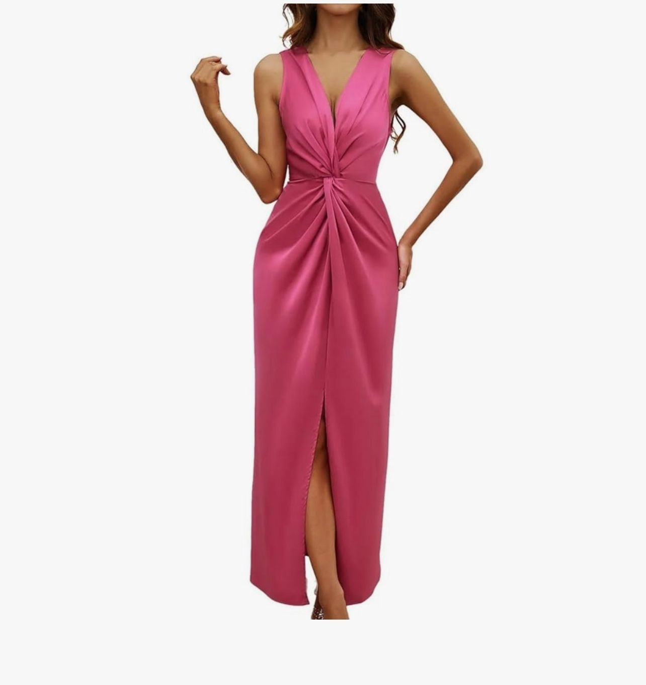 Dress PRETTYGARDEN Women's Satin Ruched Bodycon Dress Summer