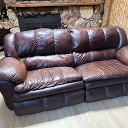 Leather Couch - Beautiful Separate Sides Recline