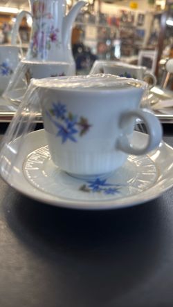 Vintage CP German Democratic Republic White Porcelain Teacup and Saucer Set