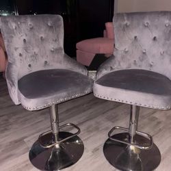 Grey swivel bar stools