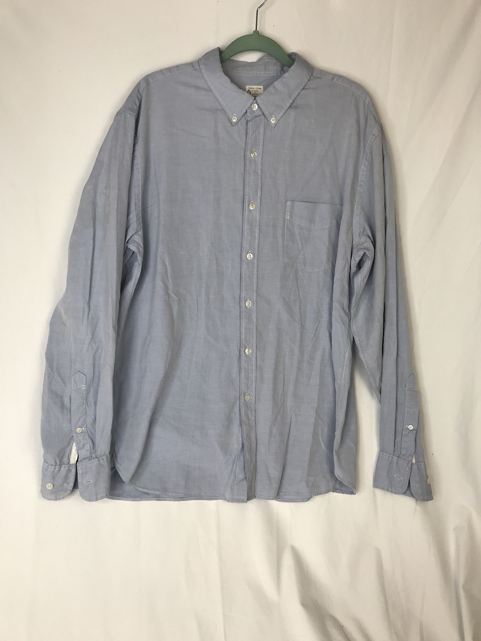 Vintage Oxford Tailored By J Crew NY LS Button Down Pocket Shirt Mens L Blue