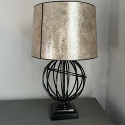 Lowe’s Abstract Table Lamp w/ Removable Shade – Black Metal Base – 21–23” Ta