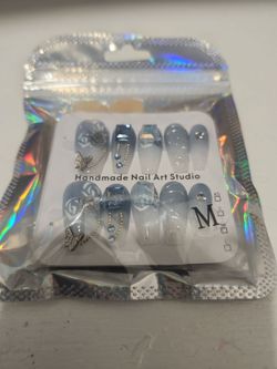 Handmade Press-On Nail Art Set Size M