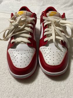 8.5M/10W Nike Dunk Low Red and White Sneakers