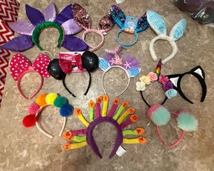 Girls headband lot of 12- Easter birthdays Minnie Mouse unicorn  mermaid