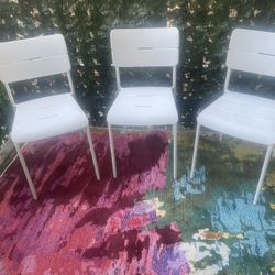 Three White Ikea VADDO Chairs