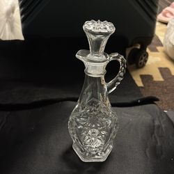 ANCHOR hocking Glass cruet w stopper elegant oil / vinegar bottle (Star of David) vintage