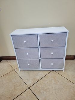 SONGMICS 6 Drawer Fabric Chest of Drawers Industrial Style Steel Frame Shelf Bedroom 32"W×12"D×28"D