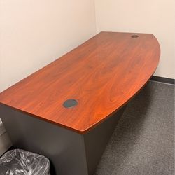 Mahogany Cherry, soft black office desk