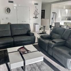 Leather Reclining Couch and Loveseat