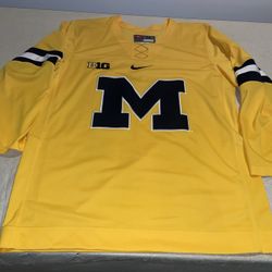 Michigan Wolverines Hockey Nike Jersey Mens Xl Yellow Sewn Vintage Ccha Clean