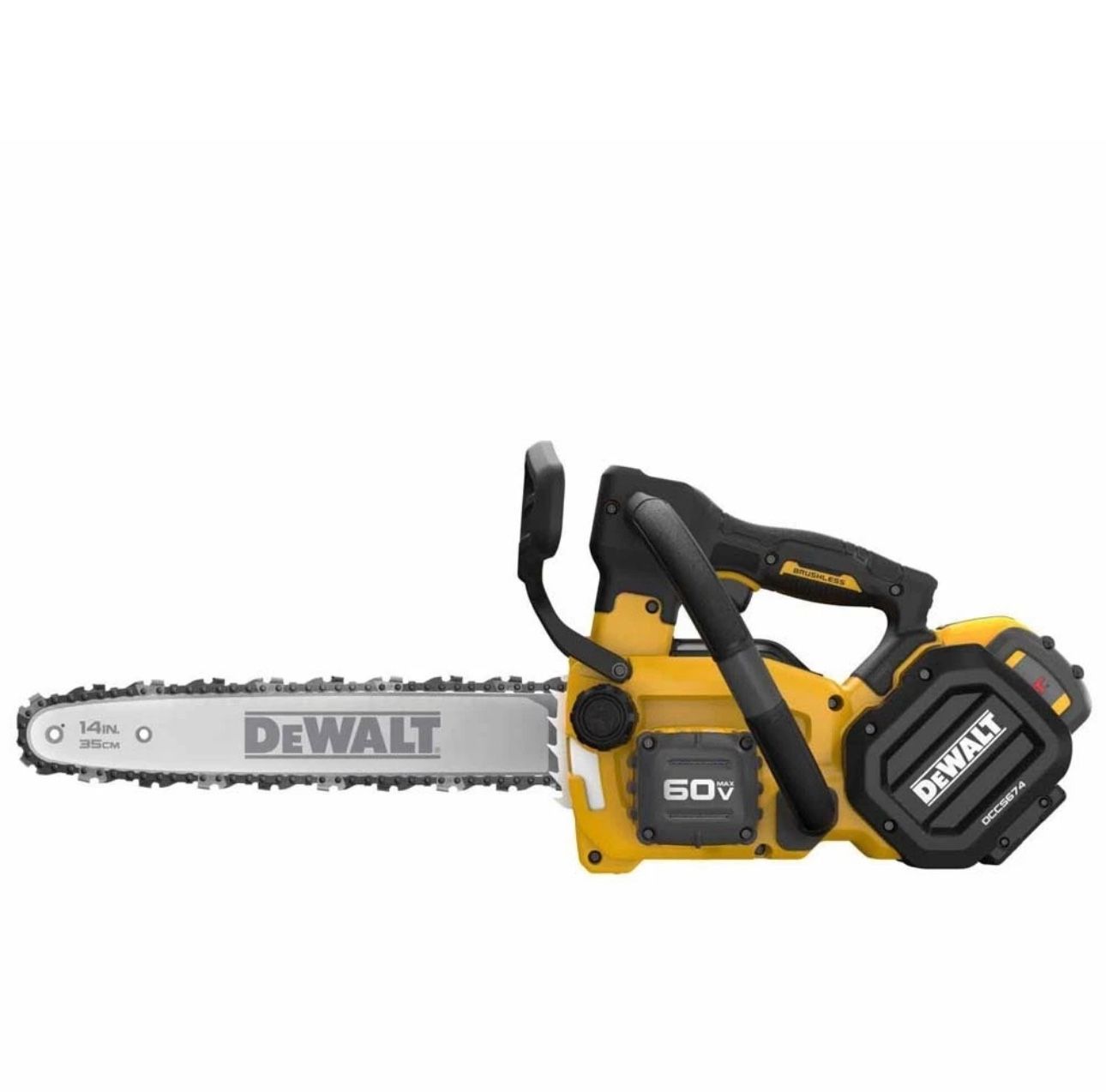 New DEWALT DCCS674X2 60V MAX Top Handle 14" Cordless Chainsaw Kit w/2 Batteries