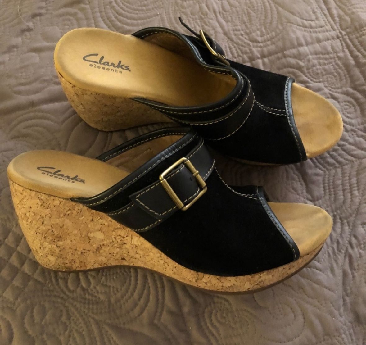 Size 10 Clarks Suede Wedge Heels