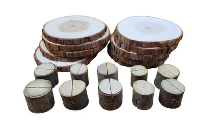 20pc Rustic Wood Centerpiece Set - 10 Tree Slices & 10 Stump Place Card Holders