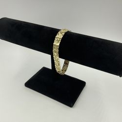 10KT YELLOW GOLD 7.5” NUGGET LINK BRACELET 9.0MM 16.2GR