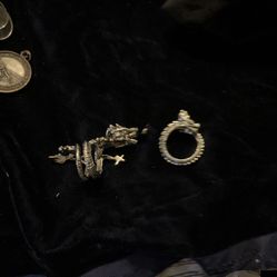 Set Of Chinese Dragon Rings, Silver Metal