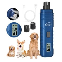 OASMG Professional 3-Speed Dog Nail Trimmers - Rechargeable, Quiet with LED Lights (Blue) 