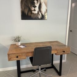 Desk & Chair & File Cabinet