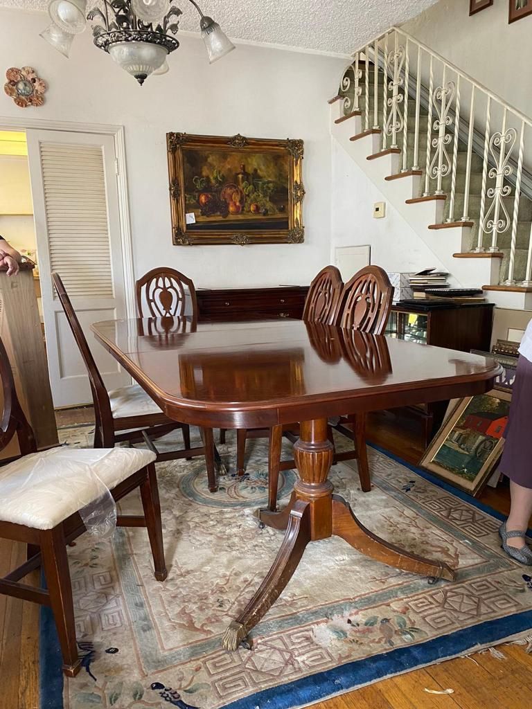 Large Dining Room Table Seats 12 People with Chairs and Armoire