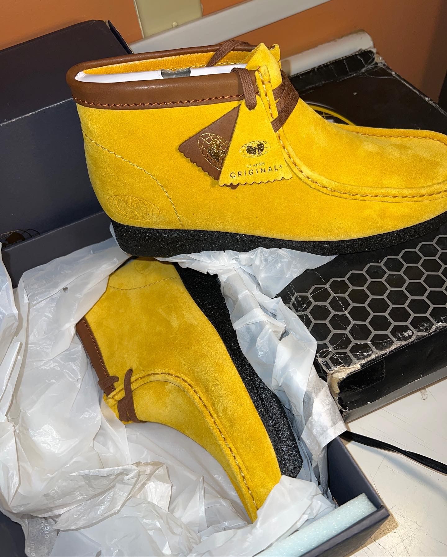 Sold at Auction: Clarks x Wu-Wear Wu-Tang 25th Ann. Wallabee Boots