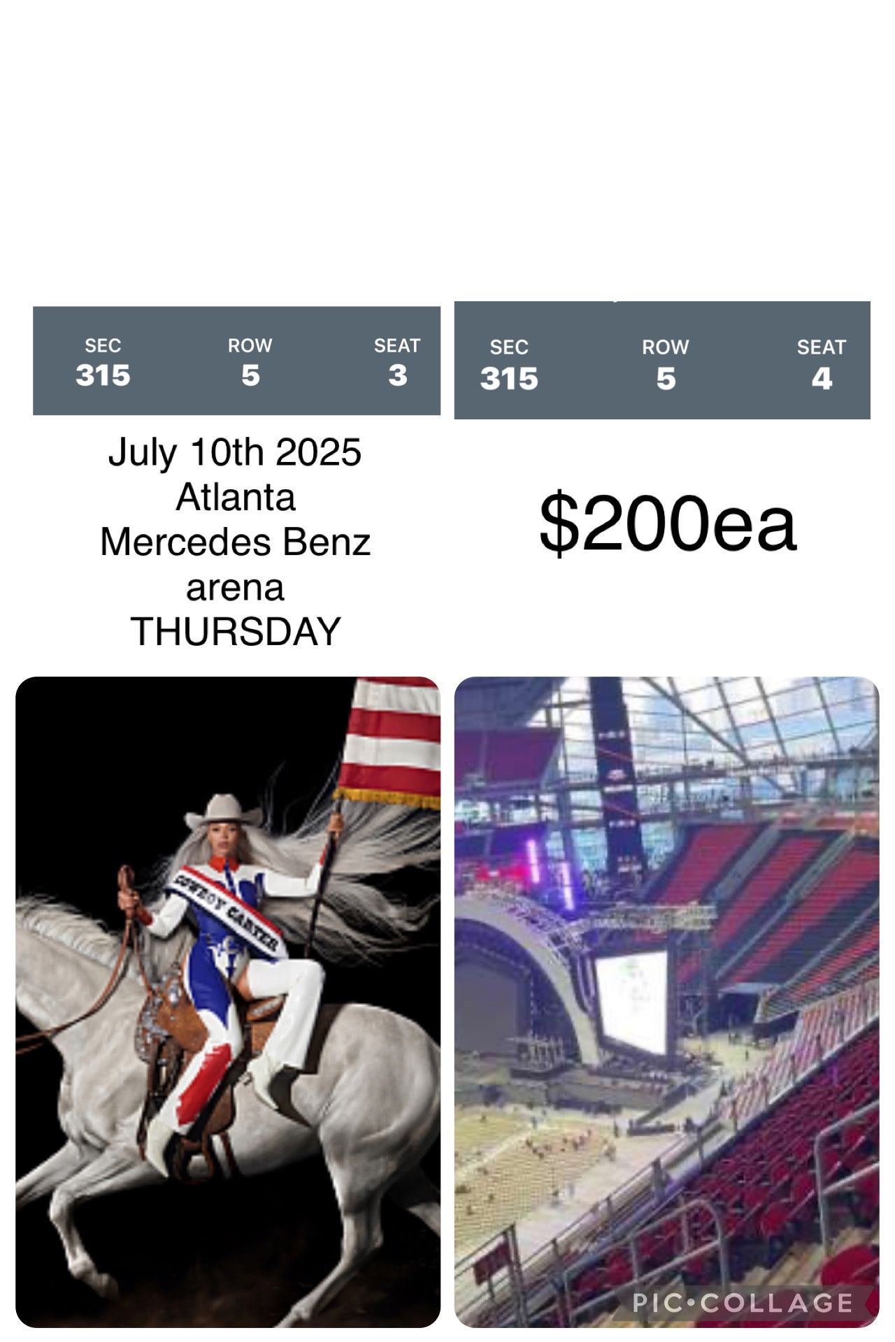Cowboy Carter Tickets In ATLANTA 7/10 Thursdays