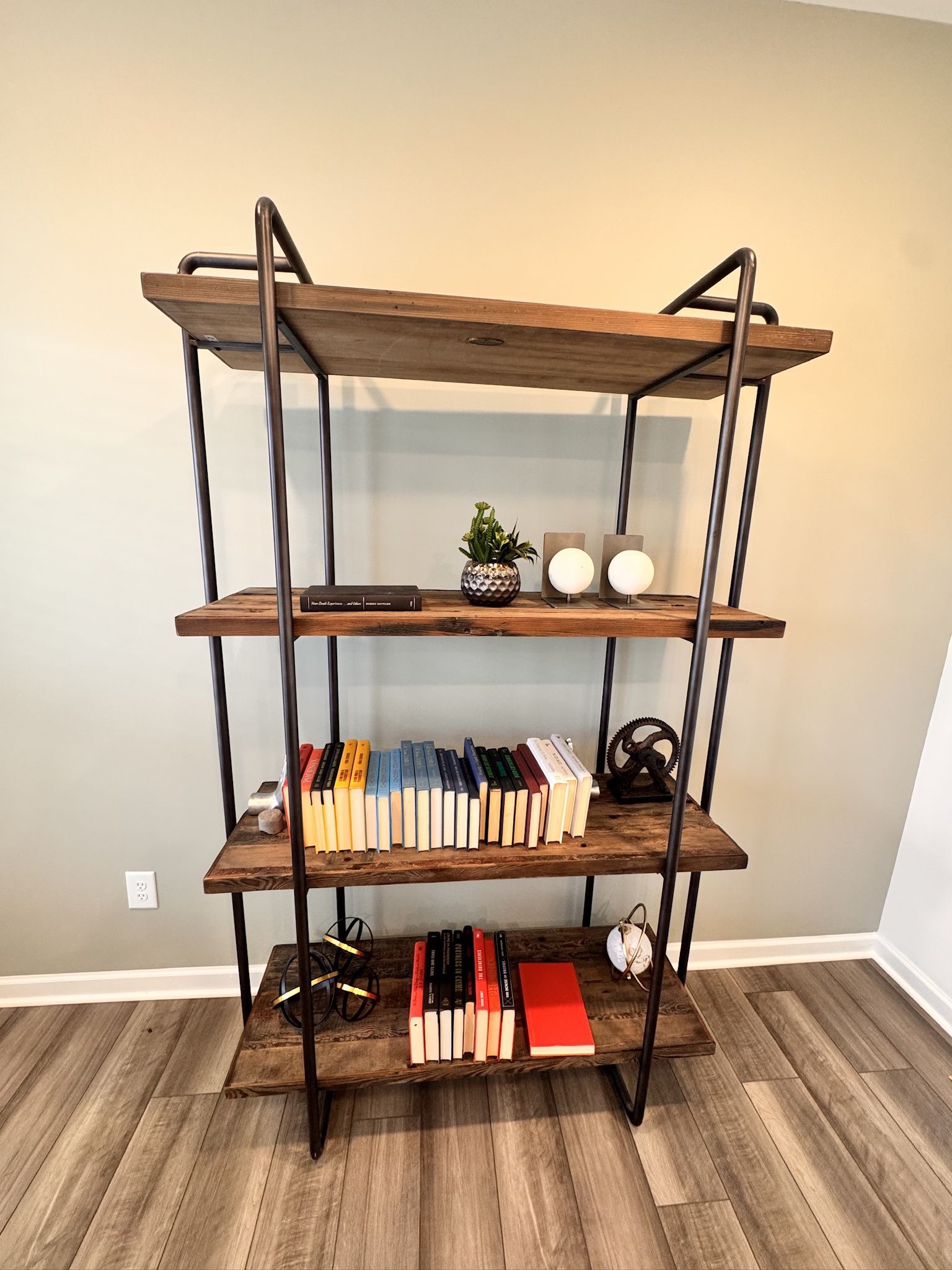 Reclaimed Wood Bookcase – Industrial Etagere, Like New