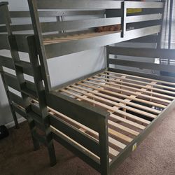 Gray Wood Twin over Full Bunk Bed Frame