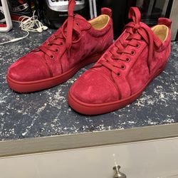 Authentic Christian Louboutin size 41 Red Suede Sneakers EU Size 41