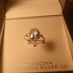 Blue Topaz With Dimonds Cubic Zirconia And Sterling Silver  RETAIL $50 SELLING 4 $20.00