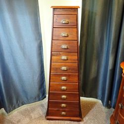 Pier 1 Solid Wood Tall Lingerie Chest 8 Drawer Narrow Dresser 59” Space Saving