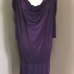 Bisou Bisou Michele Bohbot Purple Drape Neck Studded Shoulder Sexy Mini Dress 12