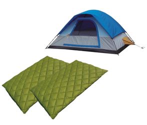 High Peak USA Alpinizmo 2 Colorado 20F Sleeping Bags + 5 Men Tent Combo Set, Blue/Green, One Size