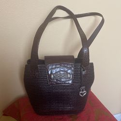 Vintage Brighton brown leather weave shoulder hangbag