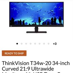 ThinkVision T34w-20 34-inch Curved 21:9 Ultrawide Monitor with USB Type-C 1440p