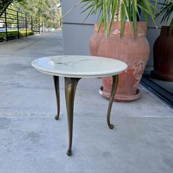1963 Marblecraft Faux Marble Side Table MCM Regency Cabriole Legs Accent Table