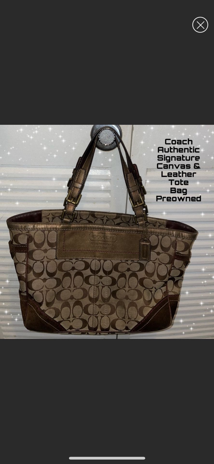 Coach Authentic Signature Canvas & Leather Tote Bag No 05M-8K49 Brown/Tan